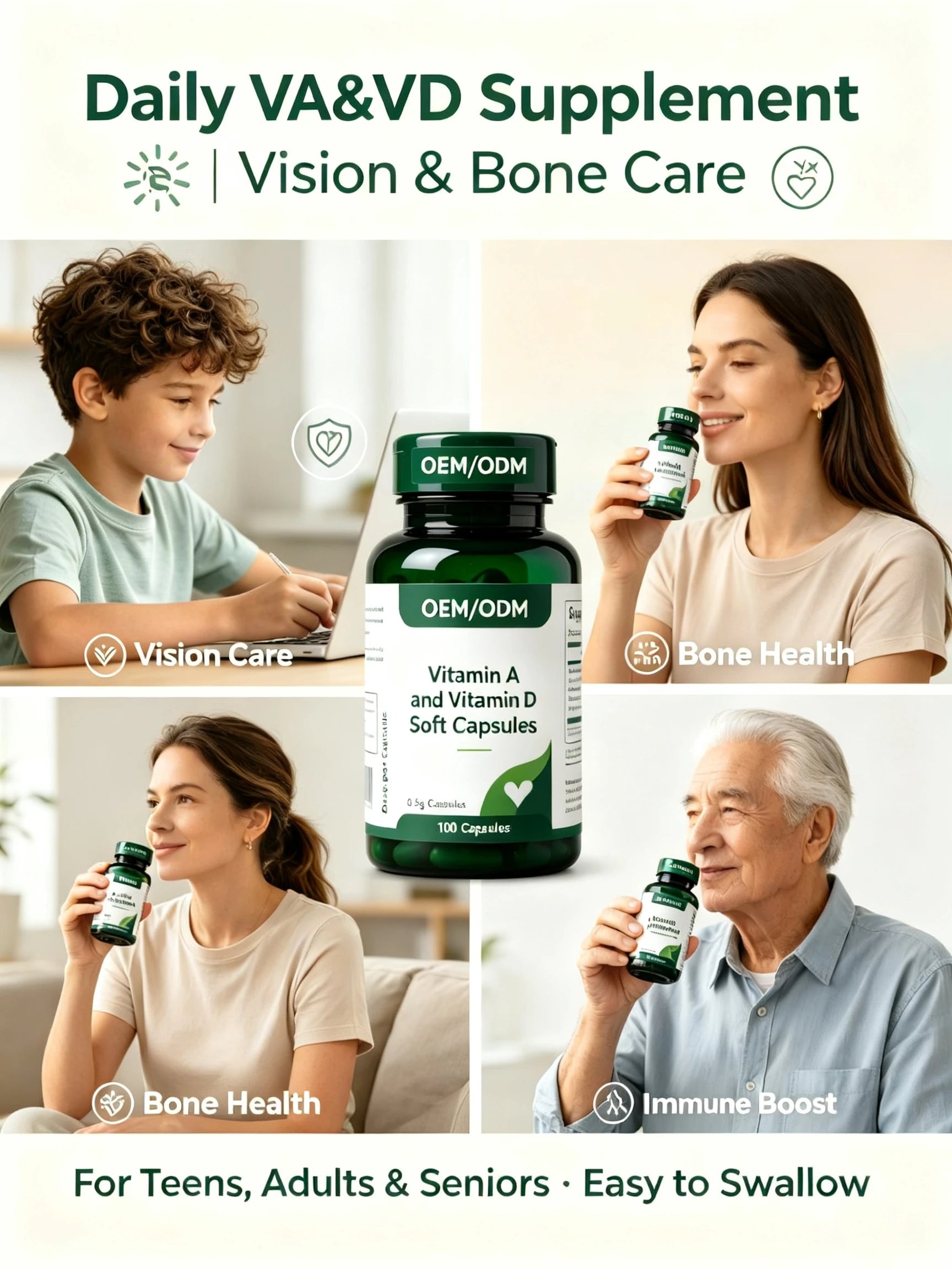 Vitamin A and D Softgels Daily Wellness Supplement 24-Month Shelf Life