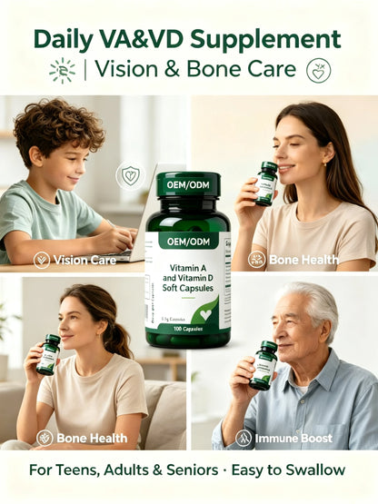 Vitamin A and D Softgels Daily Wellness Supplement 24-Month Shelf Life