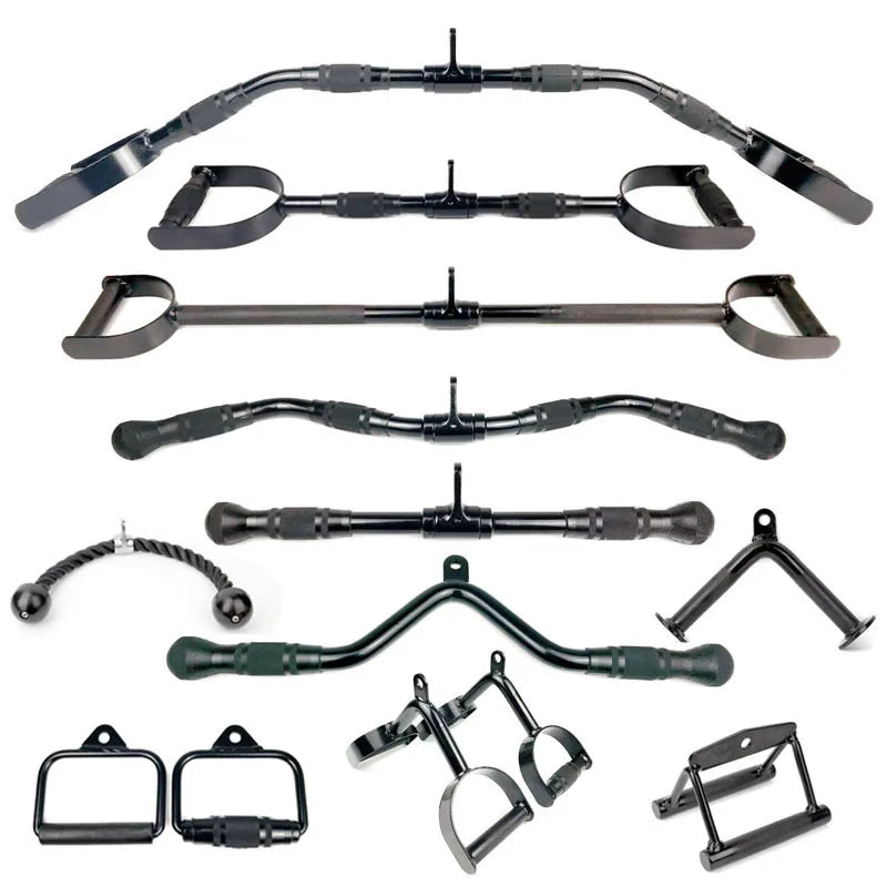 Gym Home Sollid Lat Pull Down Bar，T-bar V-bar， Pulley Cable Machine Attachment， Biceps Triceps Blaster Power Training Equipment