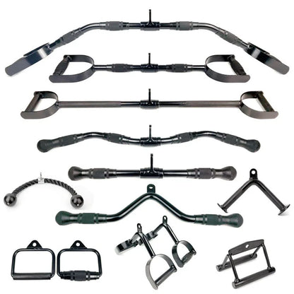 Gym Home Sollid Lat Pull Down Bar，T-bar V-bar， Pulley Cable Machine Attachment， Biceps Triceps Blaster Power Training Equipment