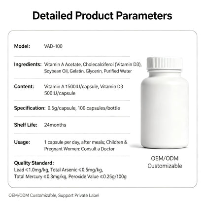 Vitamin A and D Softgels Daily Wellness Supplement 24-Month Shelf Life