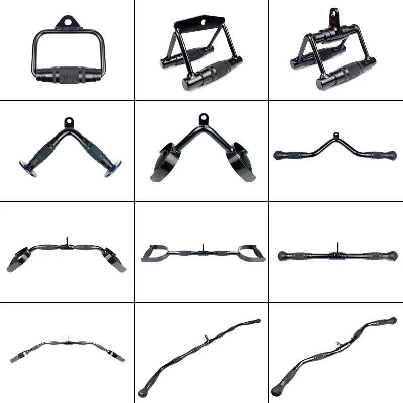 Gym Home Sollid Lat Pull Down Bar，T-bar V-bar， Pulley Cable Machine Attachment， Biceps Triceps Blaster Power Training Equipment
