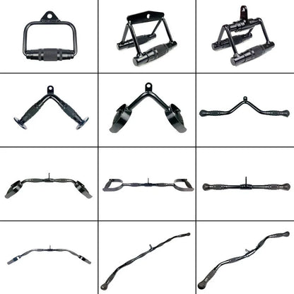 Gym Home Sollid Lat Pull Down Bar，T-bar V-bar， Pulley Cable Machine Attachment， Biceps Triceps Blaster Power Training Equipment
