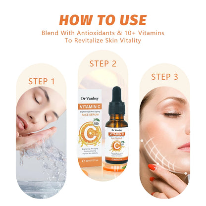 Vitamin C Serum with Hyaluronic Acid and Centella Asiatica for Face Brightening Moisturizing Anti-Aging