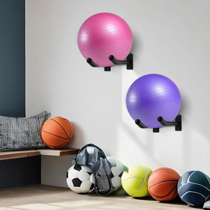 Yoga Ball Wall Mount Storage Rack Set Heavy Duty Metal Exercise Ball Holder Organizer for Home Gym Yoga Studio Fitness Equipment