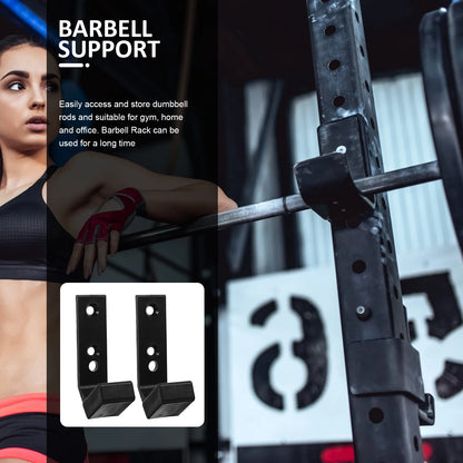 2PCS Barbell Stand Hook Gym Equipment Barbell Bracket Hooks Wall Mounted Mount Weight Bar Holder Fitness Equipment Rack Storage