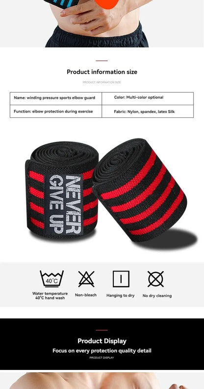 Sports Elbow Guard Winding Pressure Elbow Pad Bench Press Weightlifting Protective Gear Gym Equipment Booster Stripe