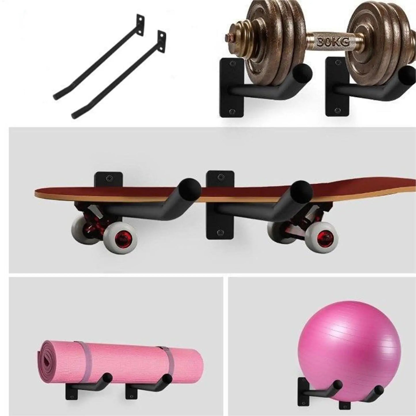 Yoga Ball Wall Mount Storage Rack Set Heavy Duty Metal Exercise Ball Holder Organizer for Home Gym Yoga Studio Fitness Equipment