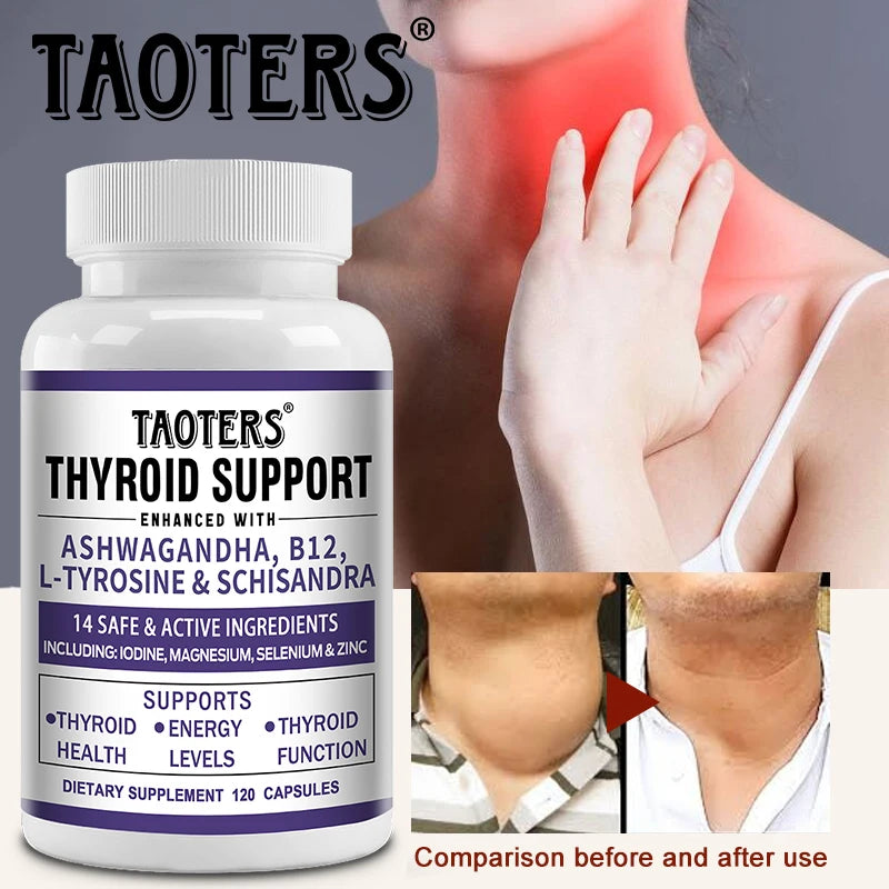 Thyroid Support Supplement Natural Formula with Iodine & Ashwagandha for Energy, Metabolism, Focus