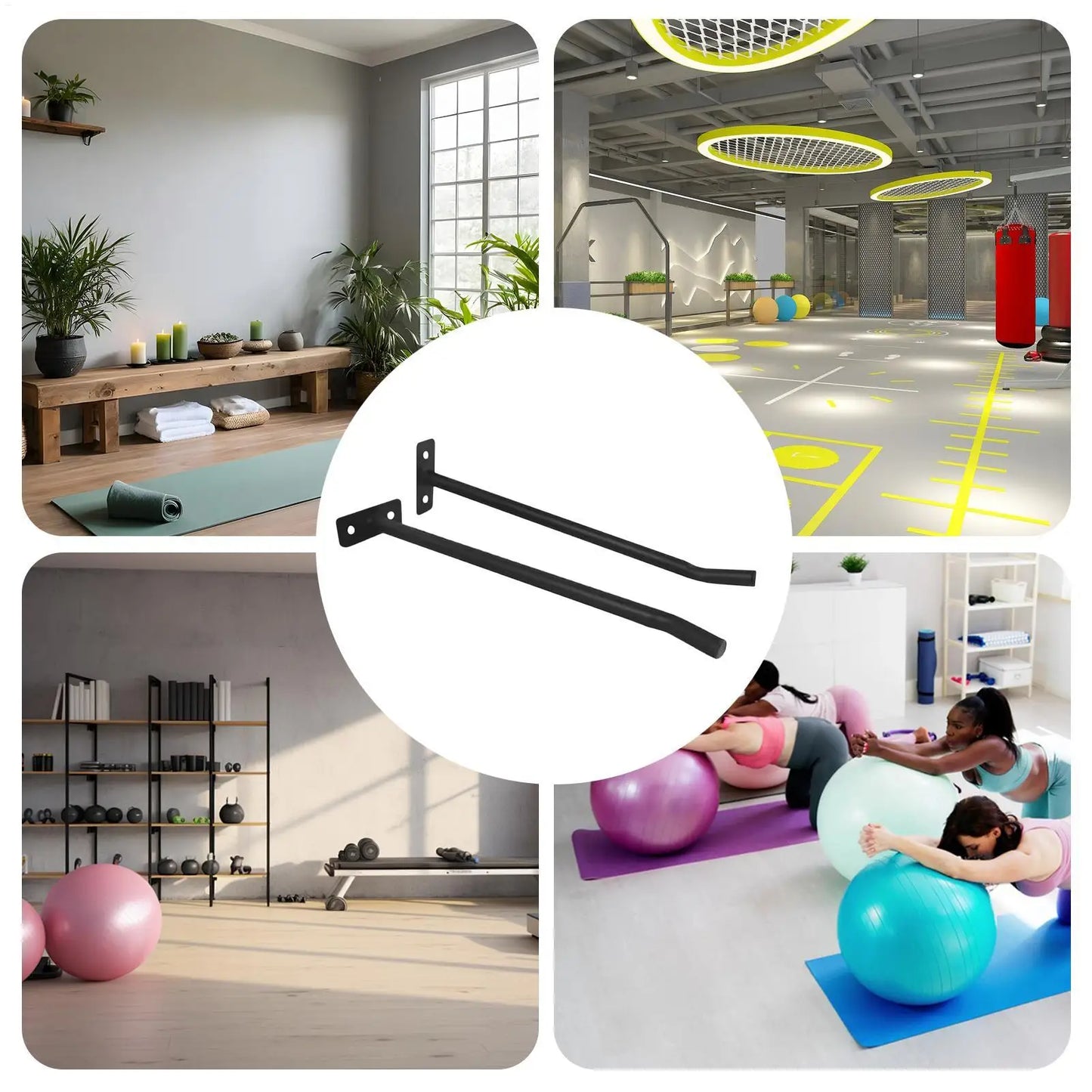 Yoga Ball Wall Mount Storage Rack Set Heavy Duty Metal Exercise Ball Holder Organizer for Home Gym Yoga Studio Fitness Equipment