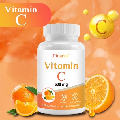 Vitamin C 500 Mg, Antioxidant & Immune Support, Overall Health, Supports Healthy Skin & Joints, Non-GMO, Vegan, Gluten Free