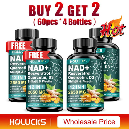 NAD+ Supplement Capsules, with Resveratrol, Anti-Aging, Promotes Cell Repair, Support Energy Vitality Immune,for Skin Health