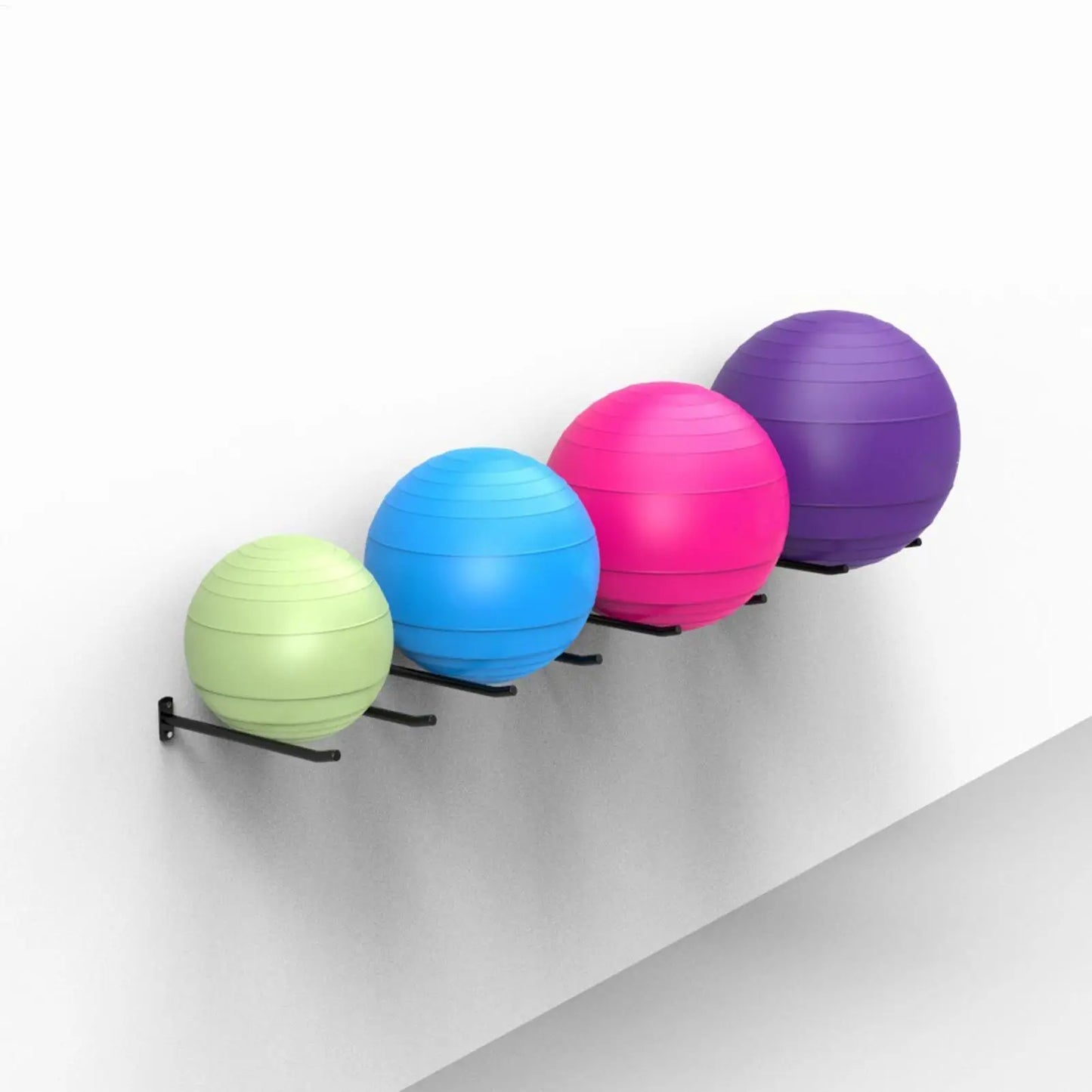 Yoga Ball Wall Mount Storage Rack Set Heavy Duty Metal Exercise Ball Holder Organizer for Home Gym Yoga Studio Fitness Equipment