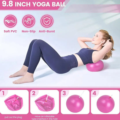 Pilates Ring Set 13 Pcs - Home Gym Equipment for Strength Training, Toning & Stretching incl. Yoga Accessories - All Levels