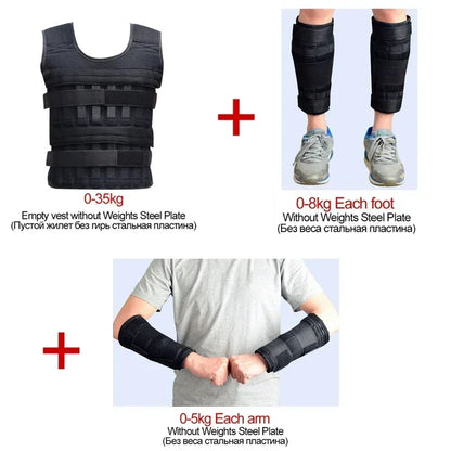 New Training Jacket Gym Fitness Equipment 15/35KG Adjustable Loading Weight Vest Boxing Running Workout Waistcoat Sand Clothing