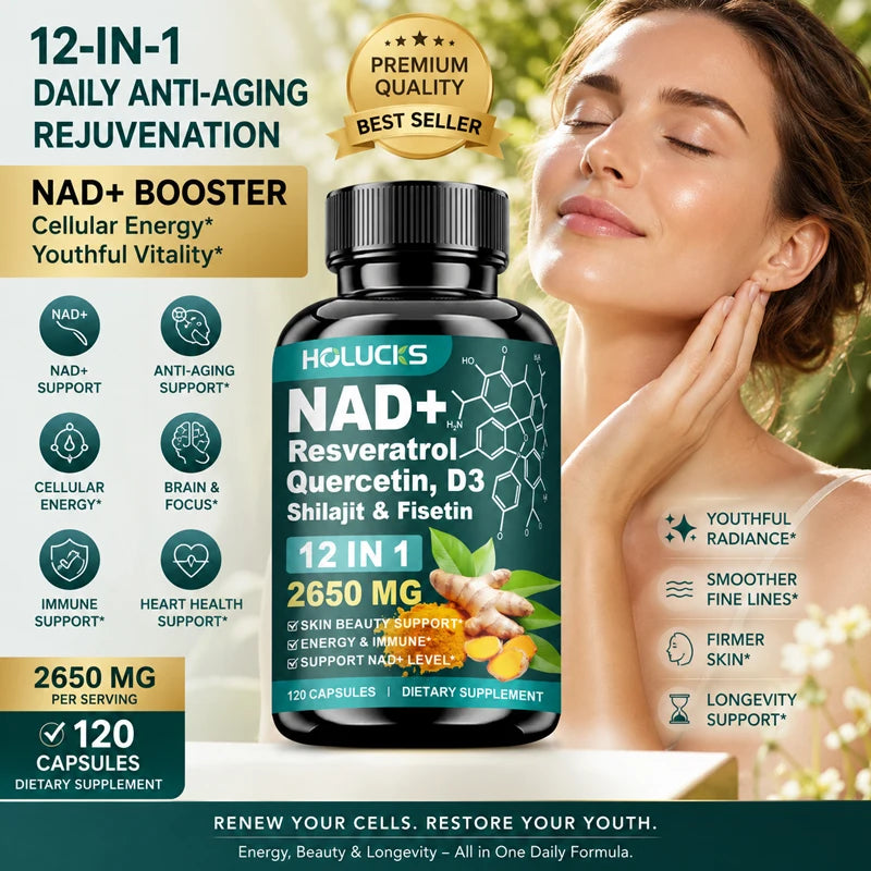 NAD+ Supplement Capsules, with Resveratrol, Anti-Aging, Promotes Cell Repair, Support Energy Vitality Immune,for Skin Health