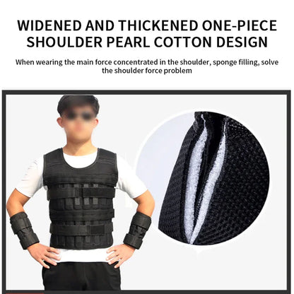 New Training Jacket Gym Fitness Equipment 15/35KG Adjustable Loading Weight Vest Boxing Running Workout Waistcoat Sand Clothing