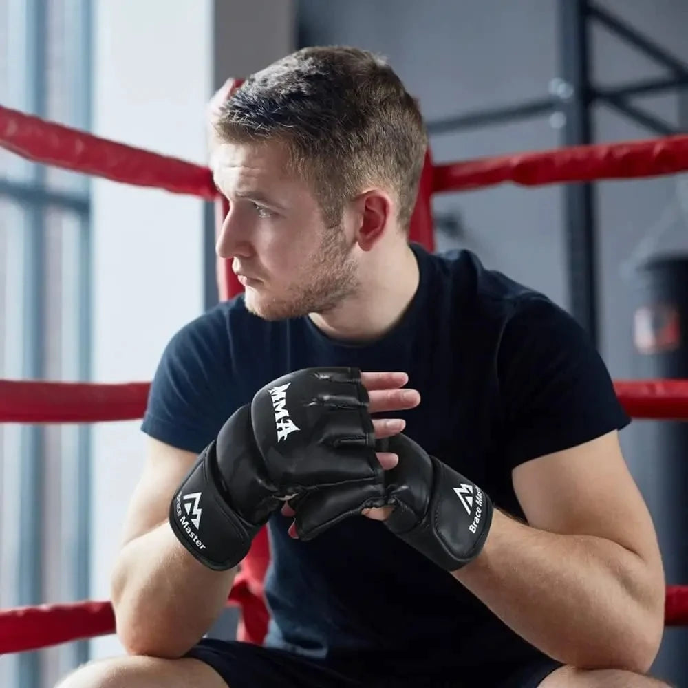 Iron Forge™ Tactical MMA Gloves | Leather Half Finger Training Gloves