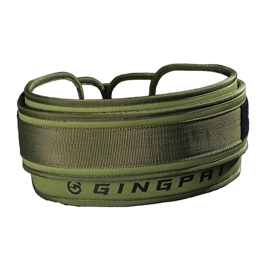 Green waist trainer with GINGPAI branding on a dark background