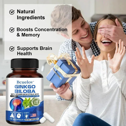 Ginkgo Biloba 5000 mg Extra Strength - Supports Brain Function and Memory, Focus, Stress Relief, 120 Veggie Capsules