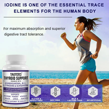 Thyroid Support Supplement Natural Formula with Iodine & Ashwagandha for Energy, Metabolism, Focus