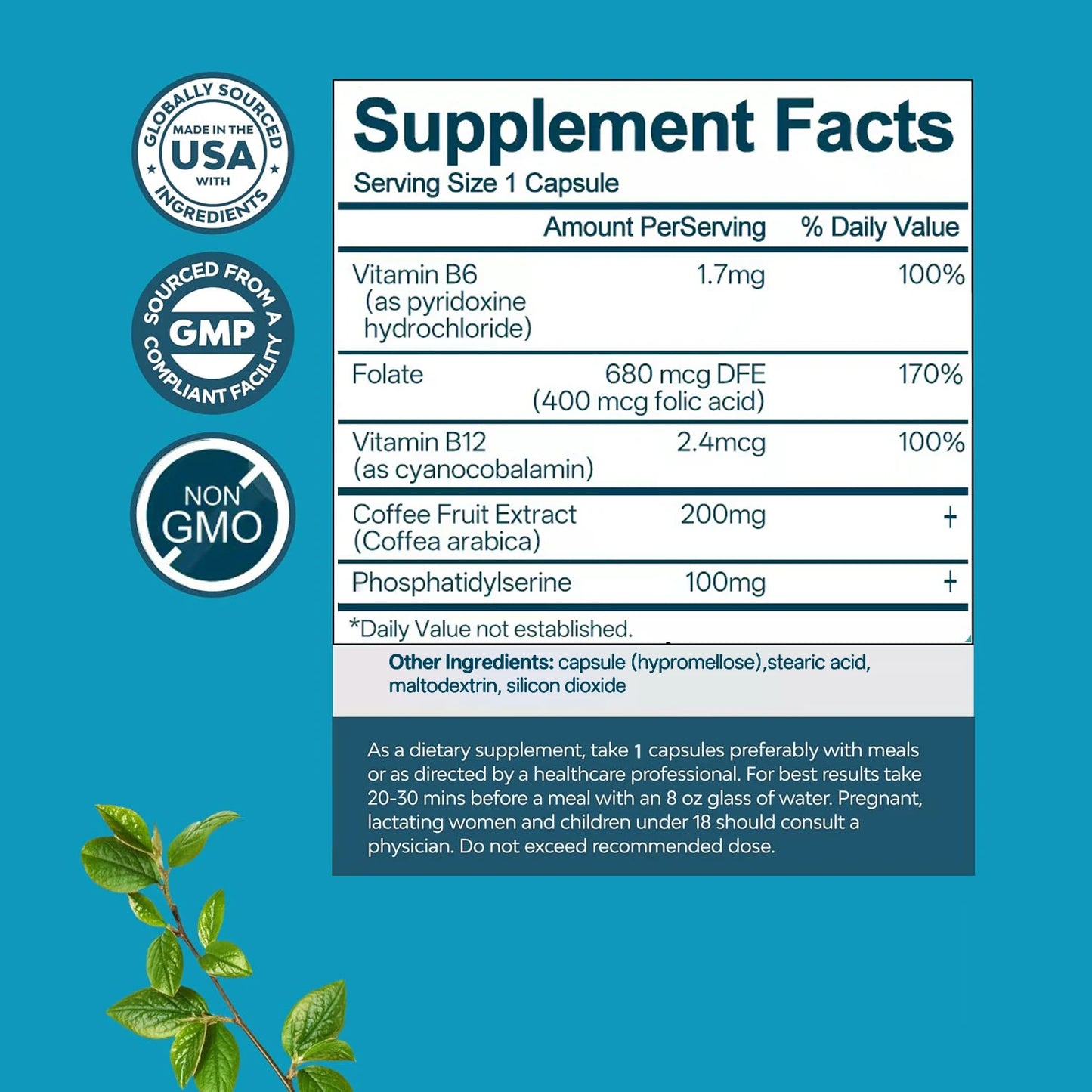 Brain Supplement for Memory and Focus - Nootropic Brain Booster for Adults & Seniors - Vitamins Capsules for Mental & Clarity