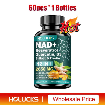 NAD+ Supplement Capsules, with Resveratrol, Anti-Aging, Promotes Cell Repair, Support Energy Vitality Immune,for Skin Health