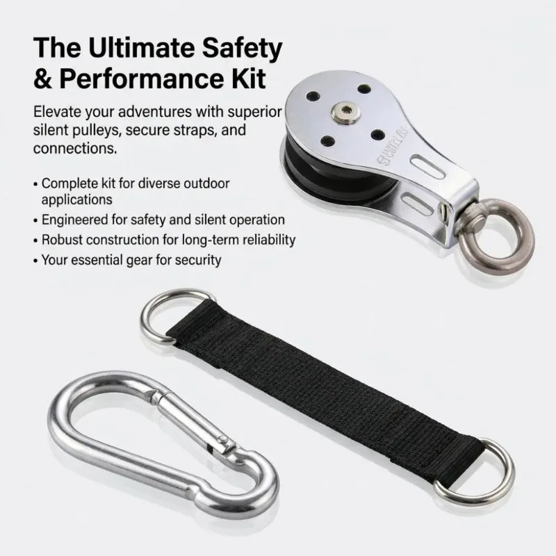 Carabiner Set for DIY Home Gym Cable Machine Fitness Equipment Accessories and Silent Bearing Pulley with Safety Strap