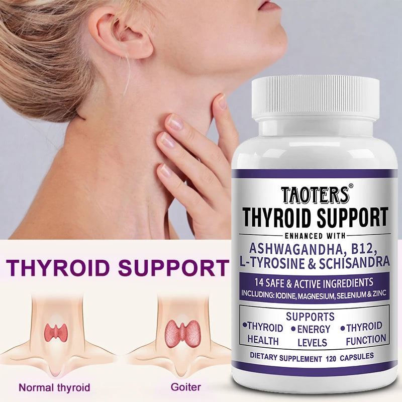 Thyroid Support Supplement Natural Formula with Iodine & Ashwagandha for Energy, Metabolism, Focus