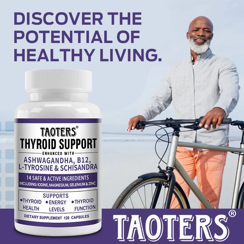 Thyroid Support Supplement Natural Formula with Iodine & Ashwagandha for Energy, Metabolism, Focus