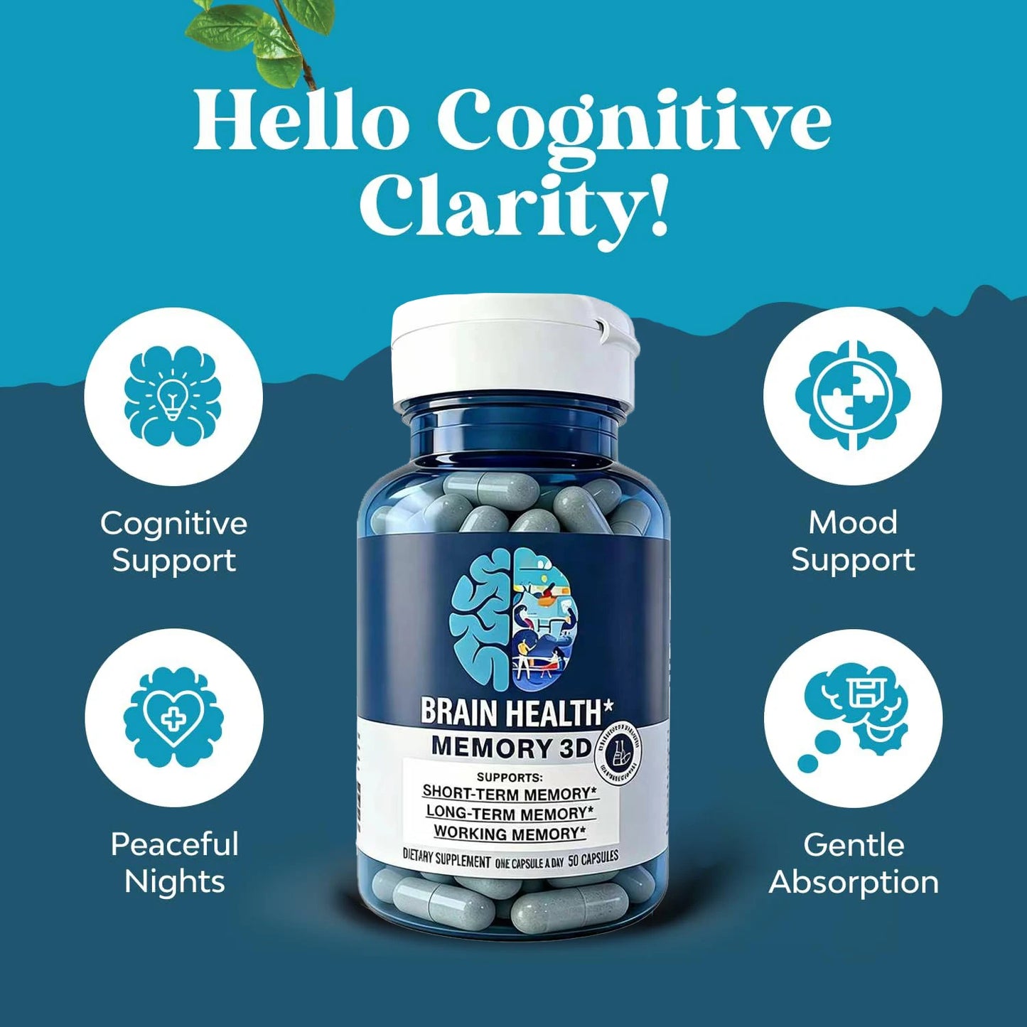 Brain Supplement for Memory and Focus - Nootropic Brain Booster for Adults & Seniors - Vitamins Capsules for Mental & Clarity