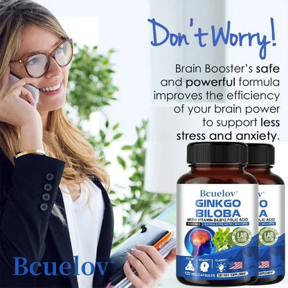 Ginkgo Biloba 5000 mg Extra Strength - Supports Brain Function and Memory, Focus, Stress Relief, 120 Veggie Capsules