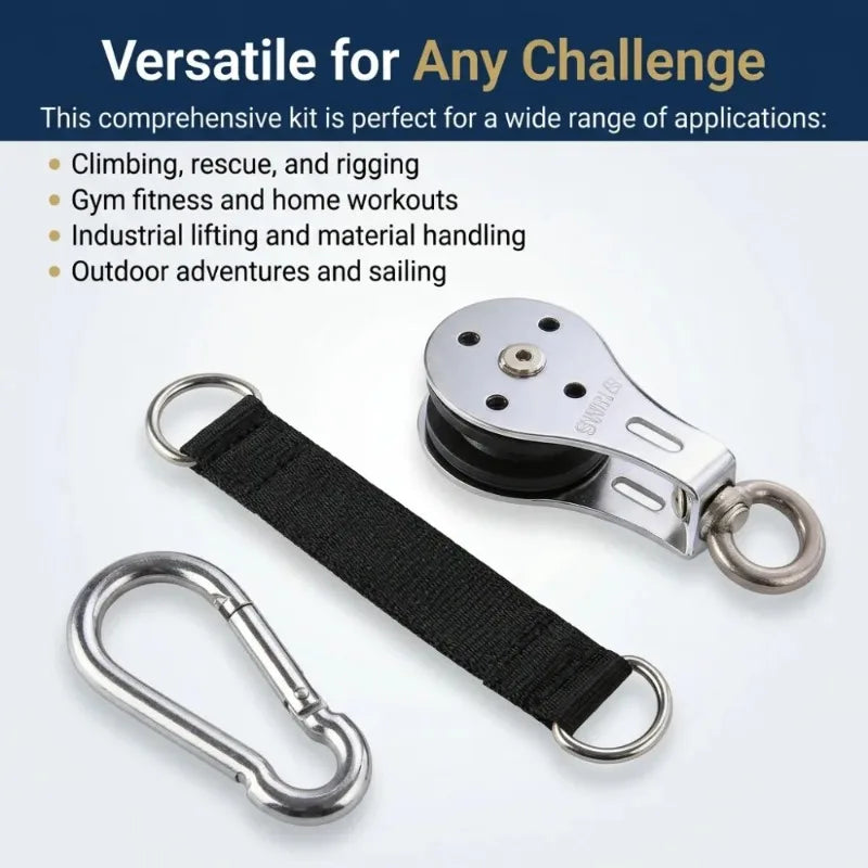 Carabiner Set for DIY Home Gym Cable Machine Fitness Equipment Accessories and Silent Bearing Pulley with Safety Strap