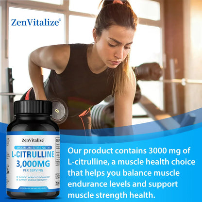 L Citrulline 3000mg Supplement Capsules for Men & Women - Muscle Recovery & Workout Endurance - Vegan, Non-GMO