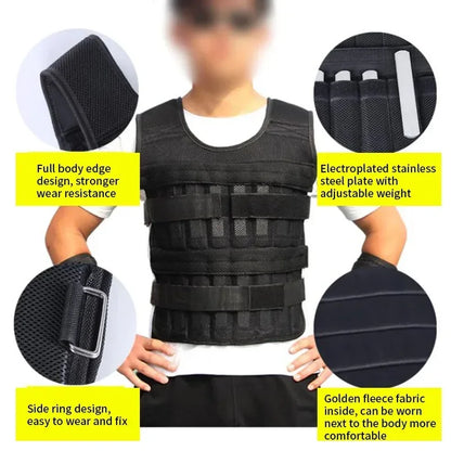 New Training Jacket Gym Fitness Equipment 15/35KG Adjustable Loading Weight Vest Boxing Running Workout Waistcoat Sand Clothing