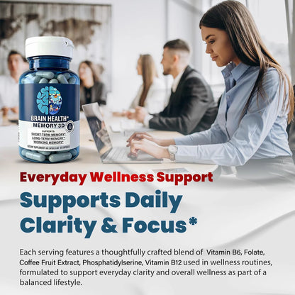 Brain Supplement for Memory and Focus - Nootropic Brain Booster for Adults & Seniors - Vitamins Capsules for Mental & Clarity