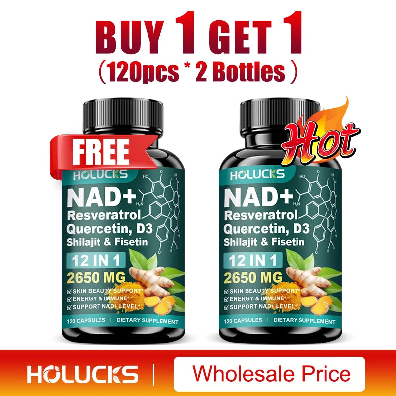 NAD+ Supplement Capsules, with Resveratrol, Anti-Aging, Promotes Cell Repair, Support Energy Vitality Immune,for Skin Health